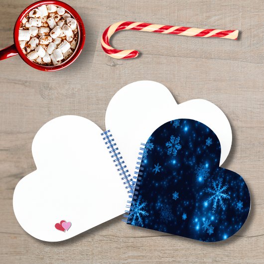 Carnet de coeur Bleu profond et Flammes de neige b