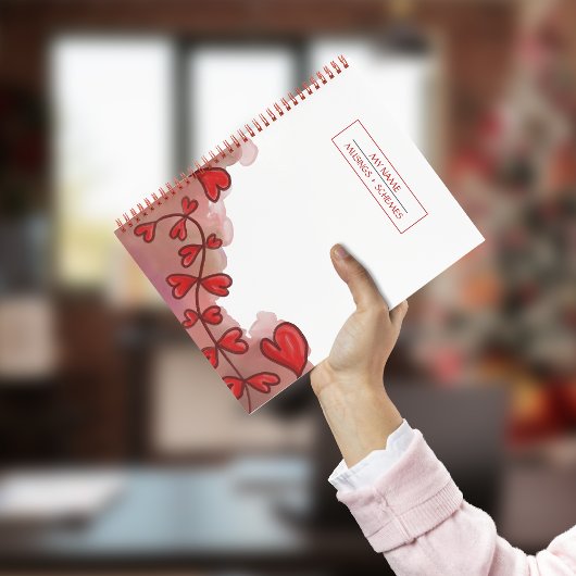 Carnet de coeur rouge aquarelle