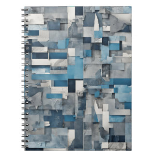 Carnet de collage Abstrait - Tons de bleu et de gr