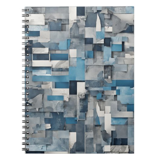 Carnet de collage Abstrait - Tons de bleu et de gr (Devant)