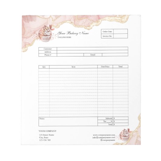 Carnet de commande de facturation de boulangerie d (Devant)