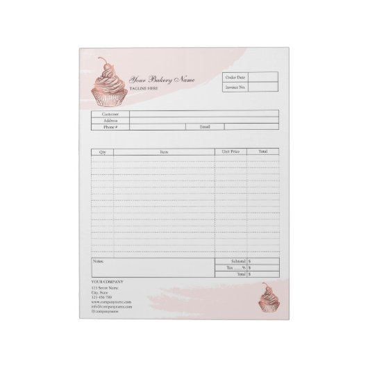 Carnet de commande de facture de boulangerie de cu (Tourné)