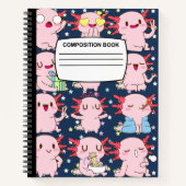 Carnet de composition en spirale Kawaii Axolotl (Devant)