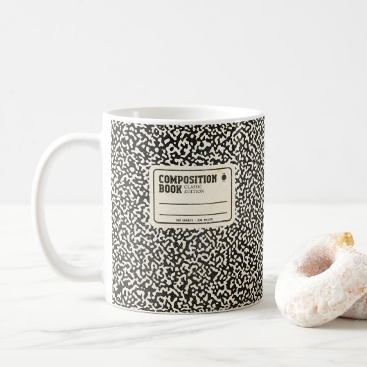 Carnet de composition noire Mug de café (Avec donut)