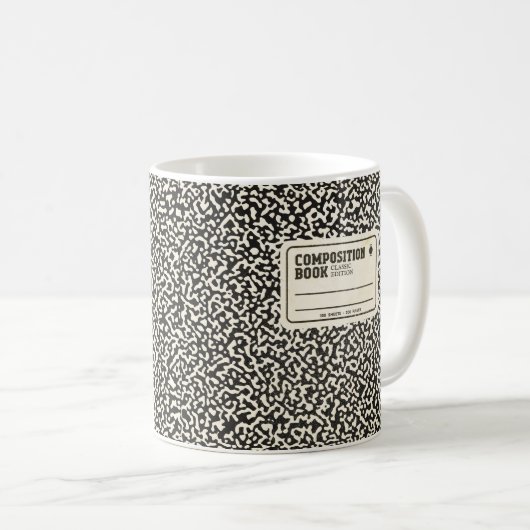 Carnet de composition noire Mug de café (Devant droit)