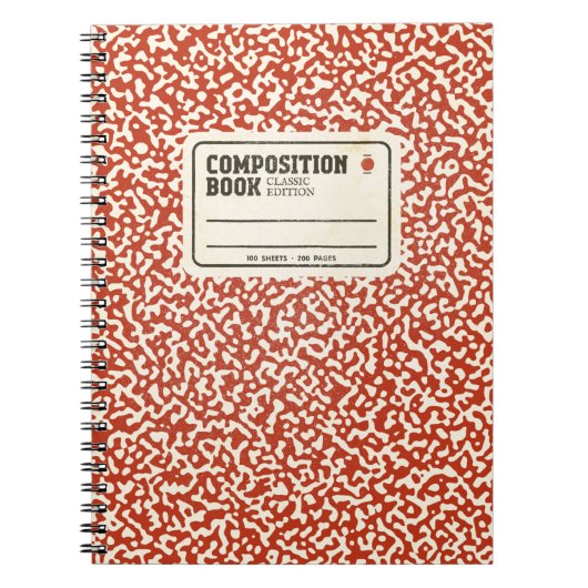 Carnet de composition rouge avec Étiquette (Devant)