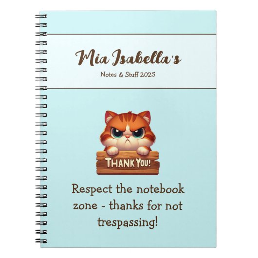 Carnet de confidentialité Merci Chaton Drôle Perso (Devant)