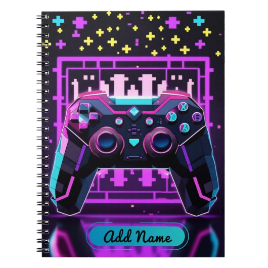 Carnet de contrôleur Neon Gamer - Nom modifiable (Devant)