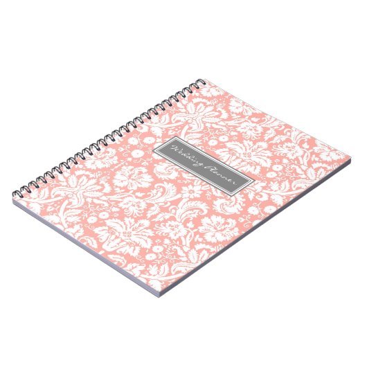 Carnet de corail de damassé de blanc gris de (Côté gauche)