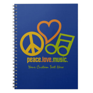 Carnet de coutume de musique d'amour de paix