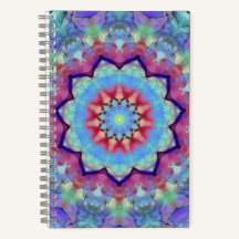 Carnet de couverture douce Mandala Flower Rainbow