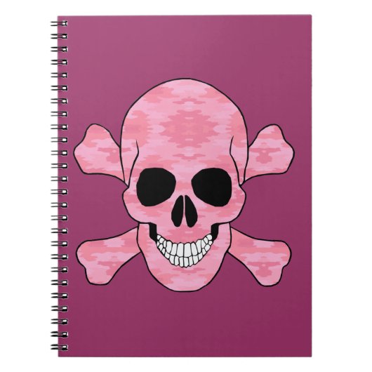 Carnet De Crâne Et De Tronçons De Camouflage Rose (Devant)