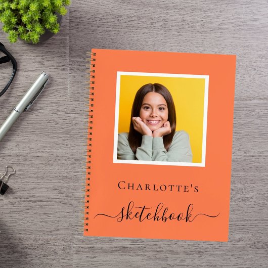 Carnet de croquis corail orange photo typographie