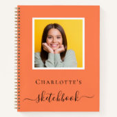 Carnet de croquis corail orange photo typographie (Devant)