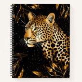 Carnet de croquis Léopard Guépard Noir Or (Devant)