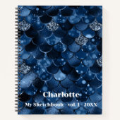 Carnet de croquis nom des écailles de sirène bleu (Devant)