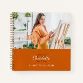Carnet de croquis orange brûlé monogramme photo (Devant)
