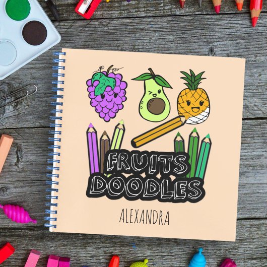 Carnet de croquis personnalisé Fruits Doodles Carn