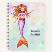 Carnet de croquis rose Turquoise Mermaid (Devant)