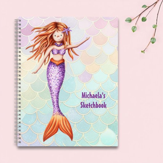Carnet de croquis rose Turquoise Mermaid