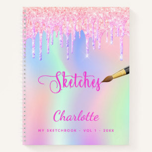Carnet de croquis rose violet parties scintillant