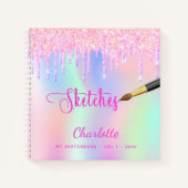 Carnet de croquis rose violet parties scintillant (Devant)