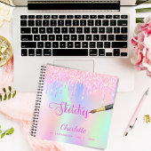 Carnet de croquis rose violet parties scintillant