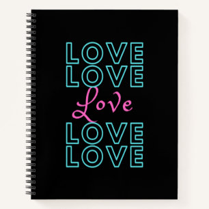 Carnet de design d'amour bleu rose inspirationnel