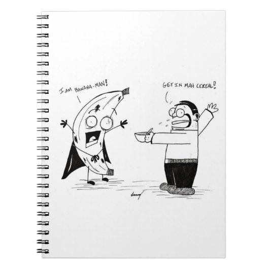Carnet de dessin animé amusant Banana Man (Devant)