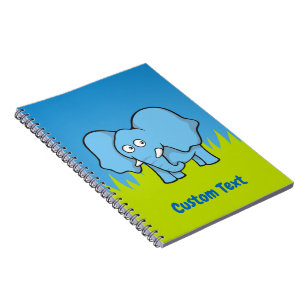 Carnet de dessin animé d'éléphants bleus
