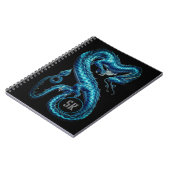 Carnet de dragons d'Asie Turquoise monogramme (Côté gauche)