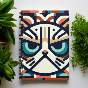 Carnet de face de chat grumeux géométrique