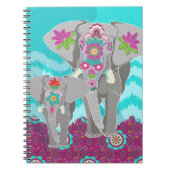 Carnet de festival d'éléphant - turquoise Ikat (Devant)
