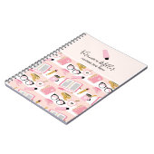 Carnet de fille de l'école rose avec nom modifiabl (Côté gauche)