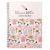 Carnet de fille de l'école rose avec nom modifiabl (Devant)