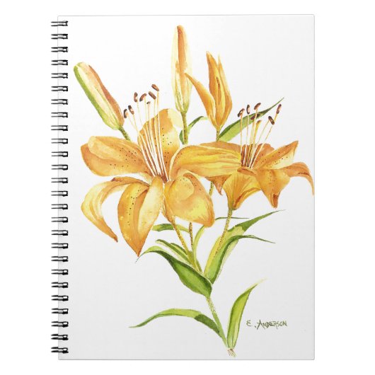 Carnet de fleur d'aquarelle de tigre (Devant)