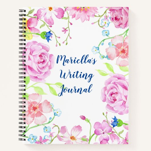 Carnet de fleurs d'aquarelle personnalisée (Devant)