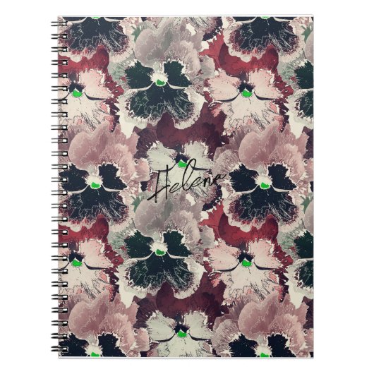 Carnet de fleurs d'aquarelle rose et bordeaux (Devant)