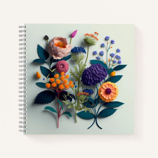 Carnet de fleurs de papier coupé coloré (Devant)