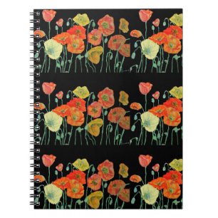 Carnet de fleurs florales de pavot orange