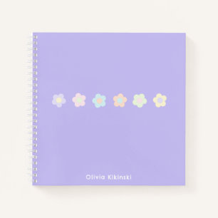 Carnet de fleurs pastel violet personnalisé