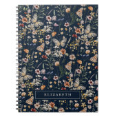 Carnet de fleurs sauvages bleu marine (Devant)