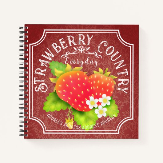 Carnet de fraise à cadre rouge foncé (Devant)