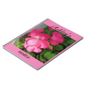 Carnet de géranium rose personnalisé (Côté gauche)