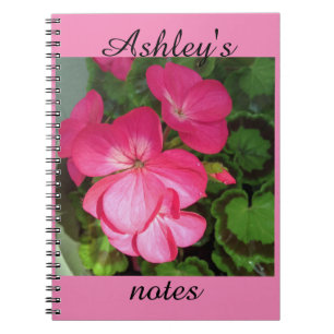Carnet de géranium rose personnalisé