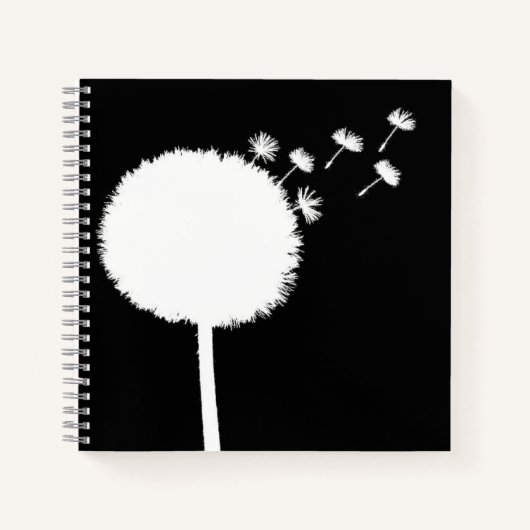 Carnet de graines de Dandelion noir et blanc (Devant)