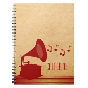 Carnet de Gramophone Vintage rouge