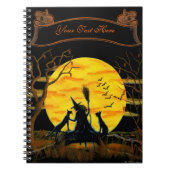 Carnet de Halloween, sorcière et chats noirs (Devant)