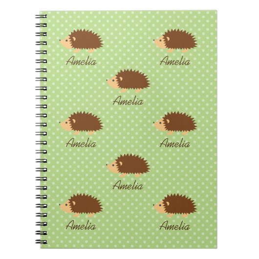 Carnet de hérisson mignon avec motif pois (Devant)