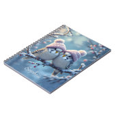Carnet De jolis perruches avec des bonnets à pompon sur u (Côté gauche)